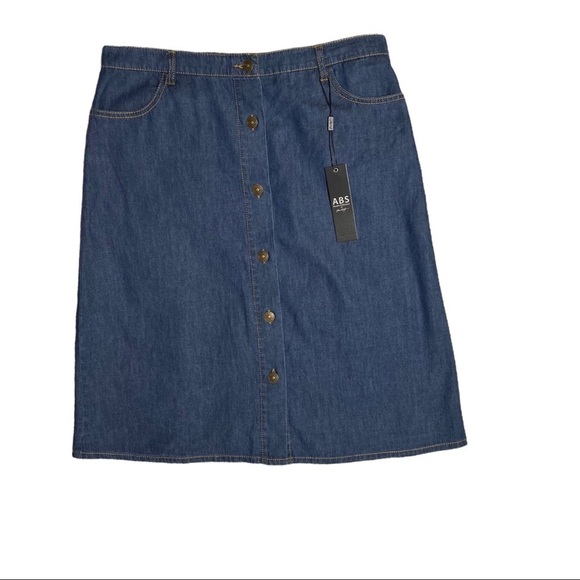 ABS ALLEN SCHWARTZ *NWT* 100% COTTON A-LINE DENIM BUTTON DOWN SKIRT SIZE 29 - Picture 12 of 16